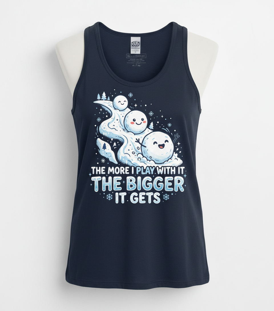 The More I Play With It The Bigger It Gets Funny Snowman Pun Tank Top - Navy