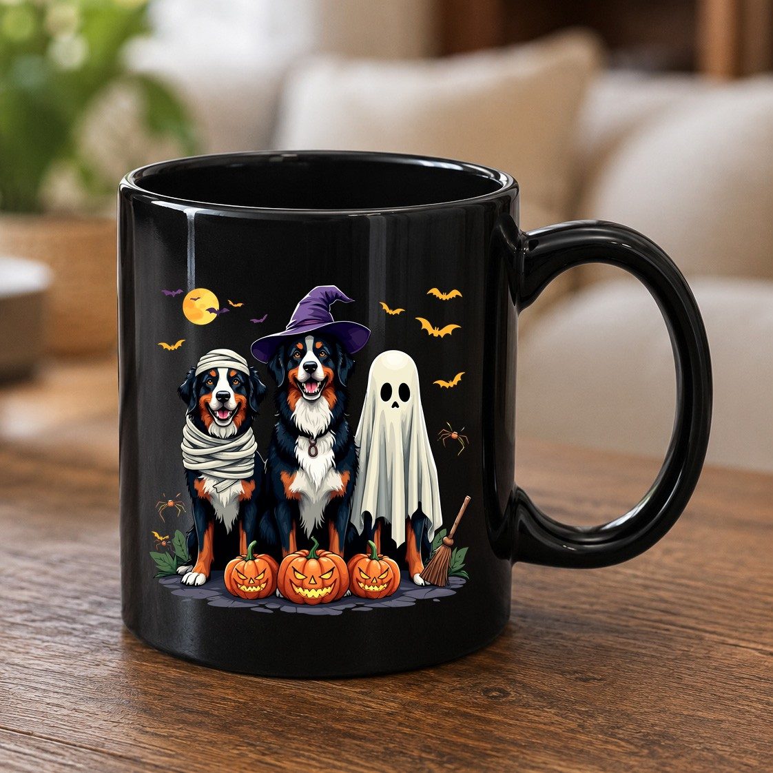 Halloween Bernese Mountain Dogs bernese mountain dog Black Mug Black product mockup