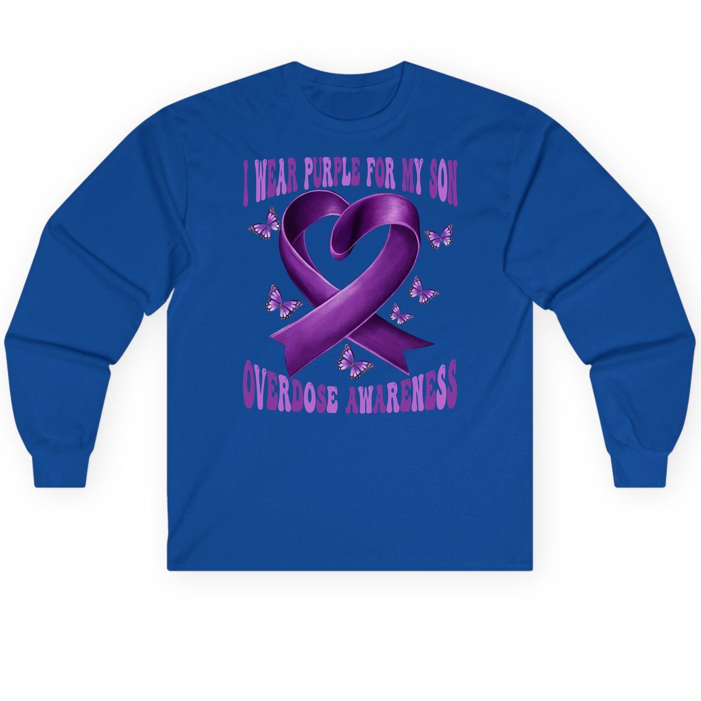 I Wear Purple for My Son Overdose Awareness overdose awareness Long Sleeve Tee Royal product mockup