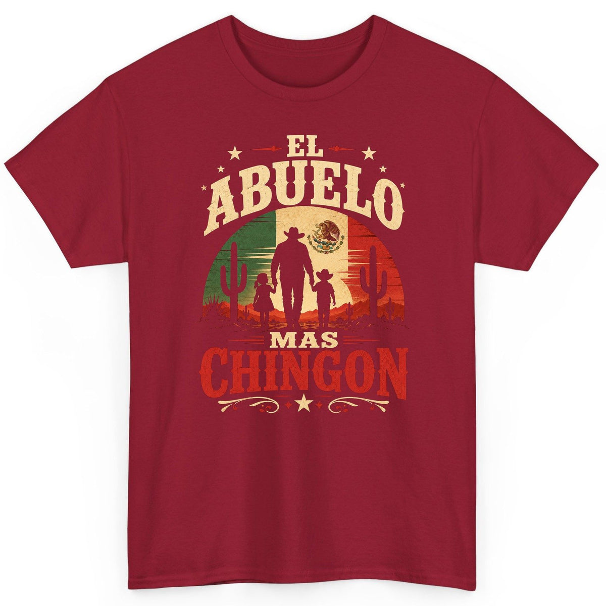 El Abuelo Mas Chingon mexican grandfather T-Shirt Cardinal Red product mockup