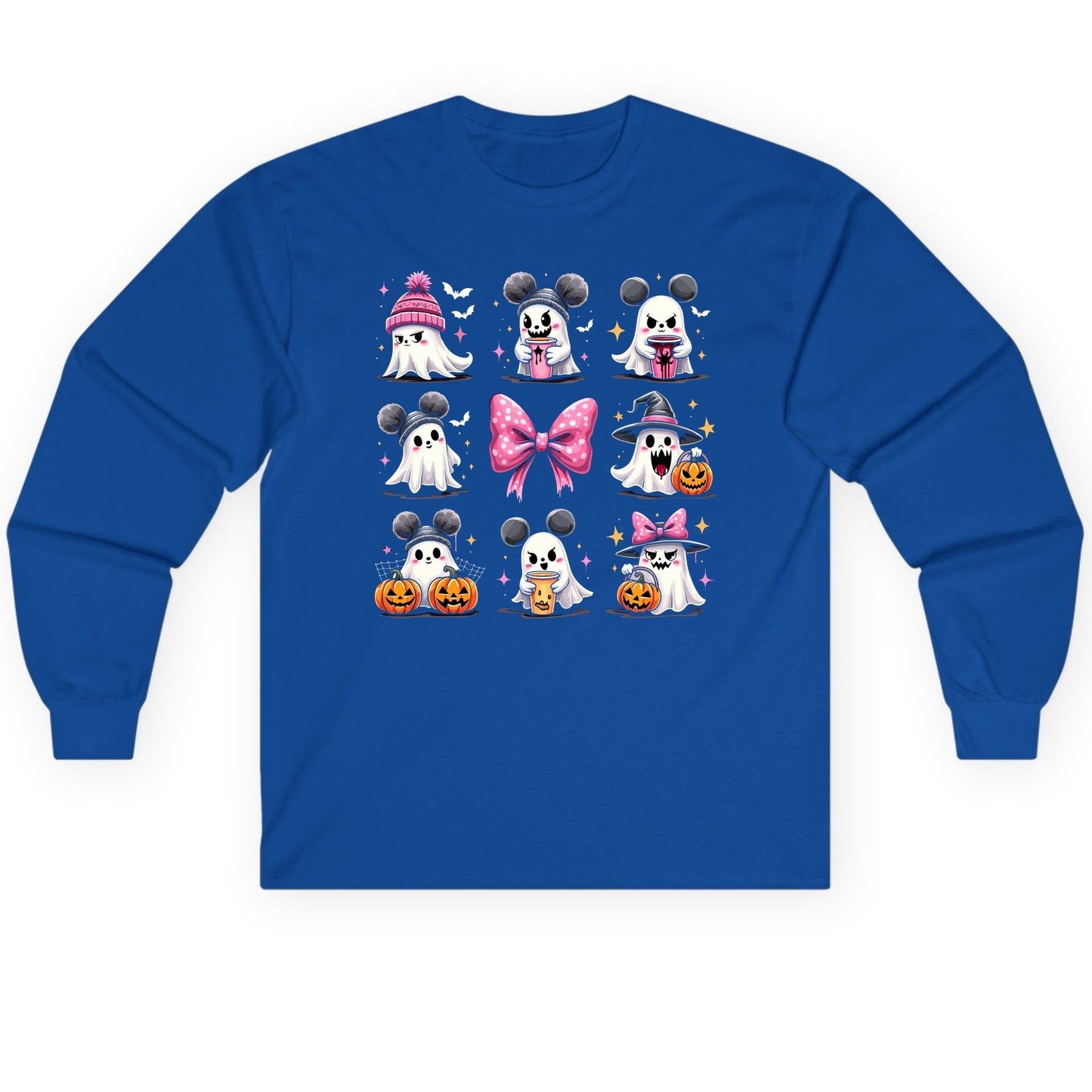 Cute Pink Halloween Ghosts Halloween ghosts Long Sleeve Tee Royal product mockup