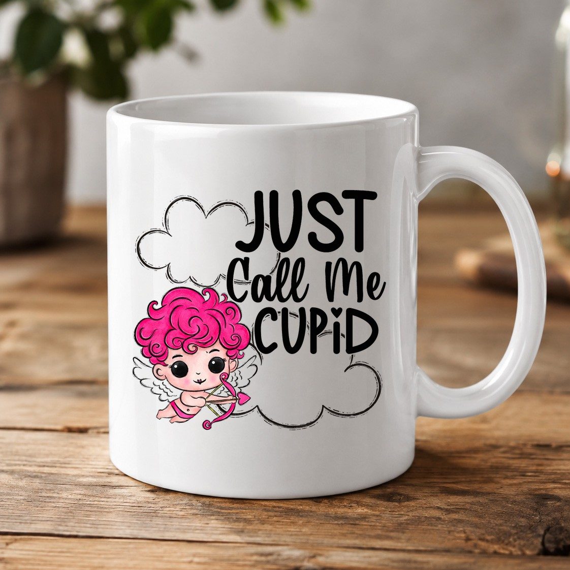 Just Call Me Cupid cupid White Mug White product mockup