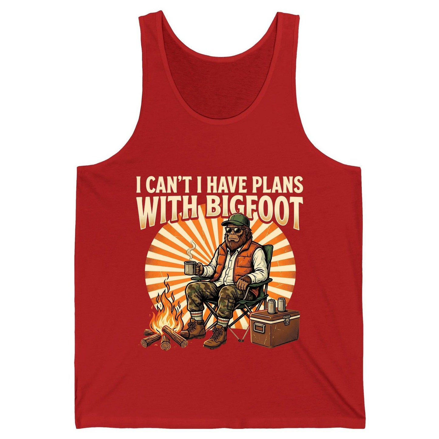 I Can't I Have Plans with Bigfoot bigfoot Tank Top Red product mockup