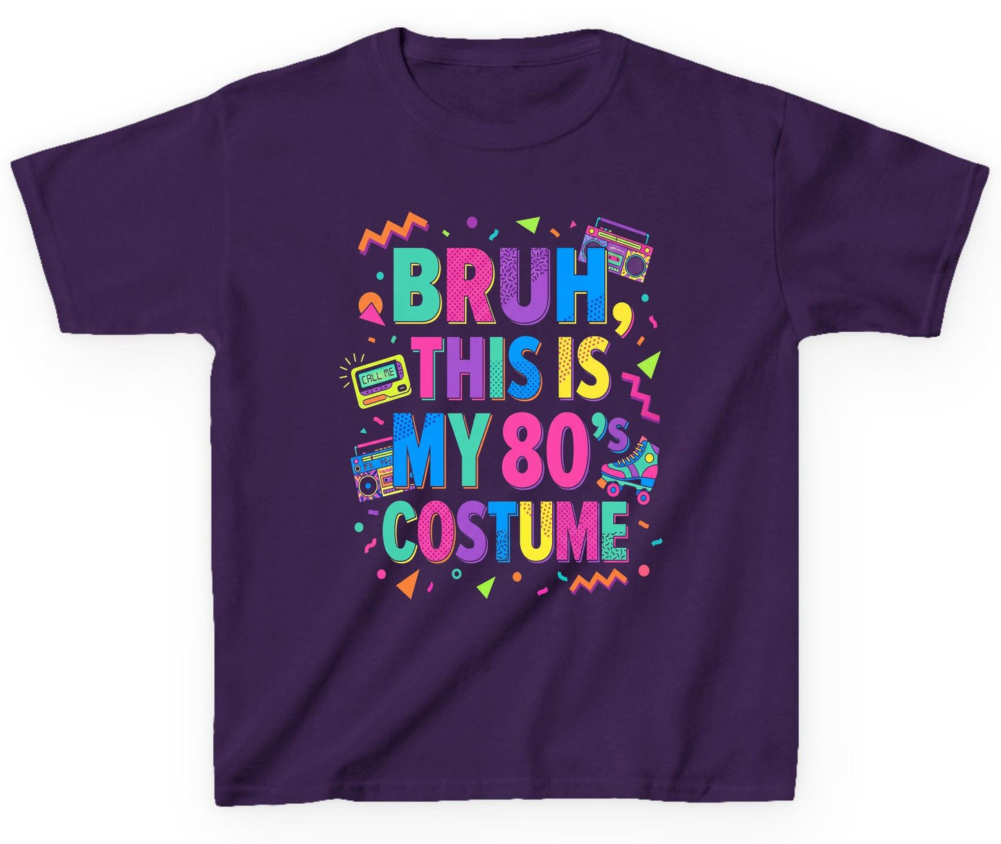 BRUH THIS IS MY 80's COSTUME 80s Retro Theme Youth T-Shirt Purple product mockup