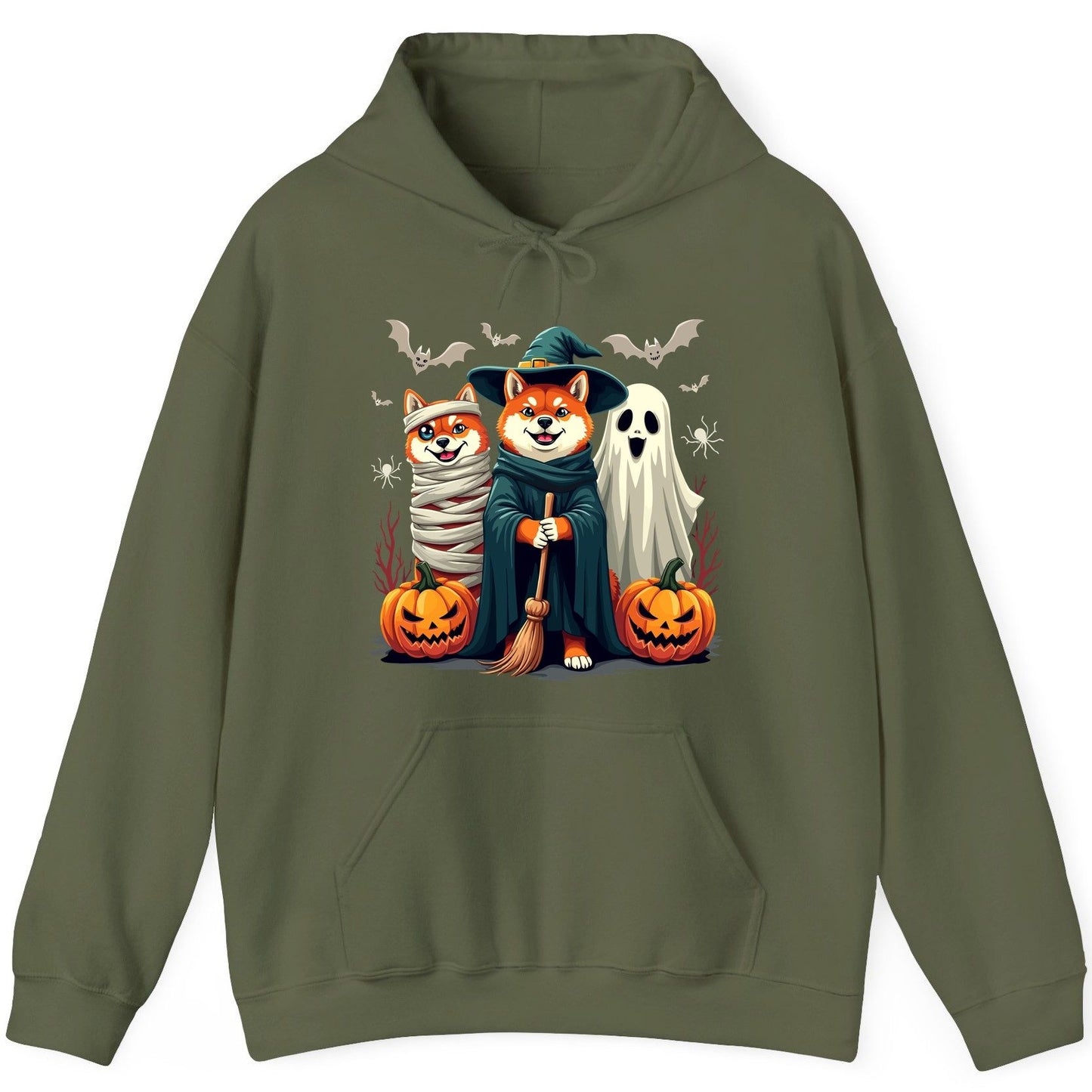 Shiba Inu Halloween Costumes shiba inu Hoodie Military Green product mockup