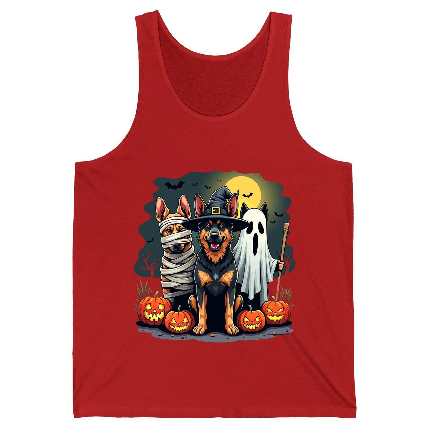 Halloween Dogs in Costumes Halloween dogs Tank Top Red product mockup