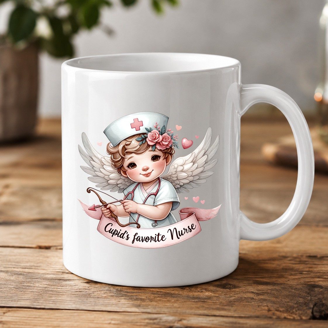 Cupid's Favorite Nurse cupid nurse White Mug White product mockup