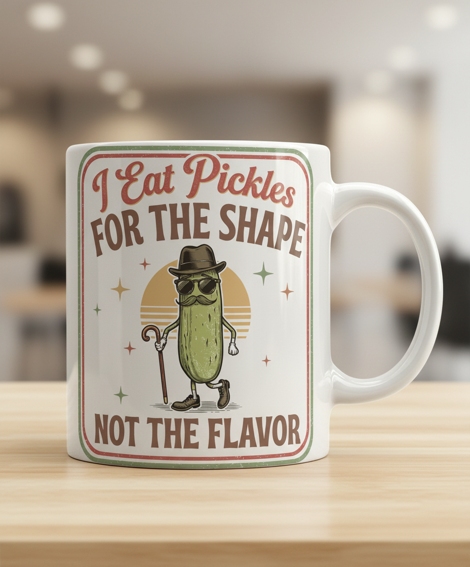 Funny Pickle I Eat Pickles For The Shape Retro Design White Mug - White