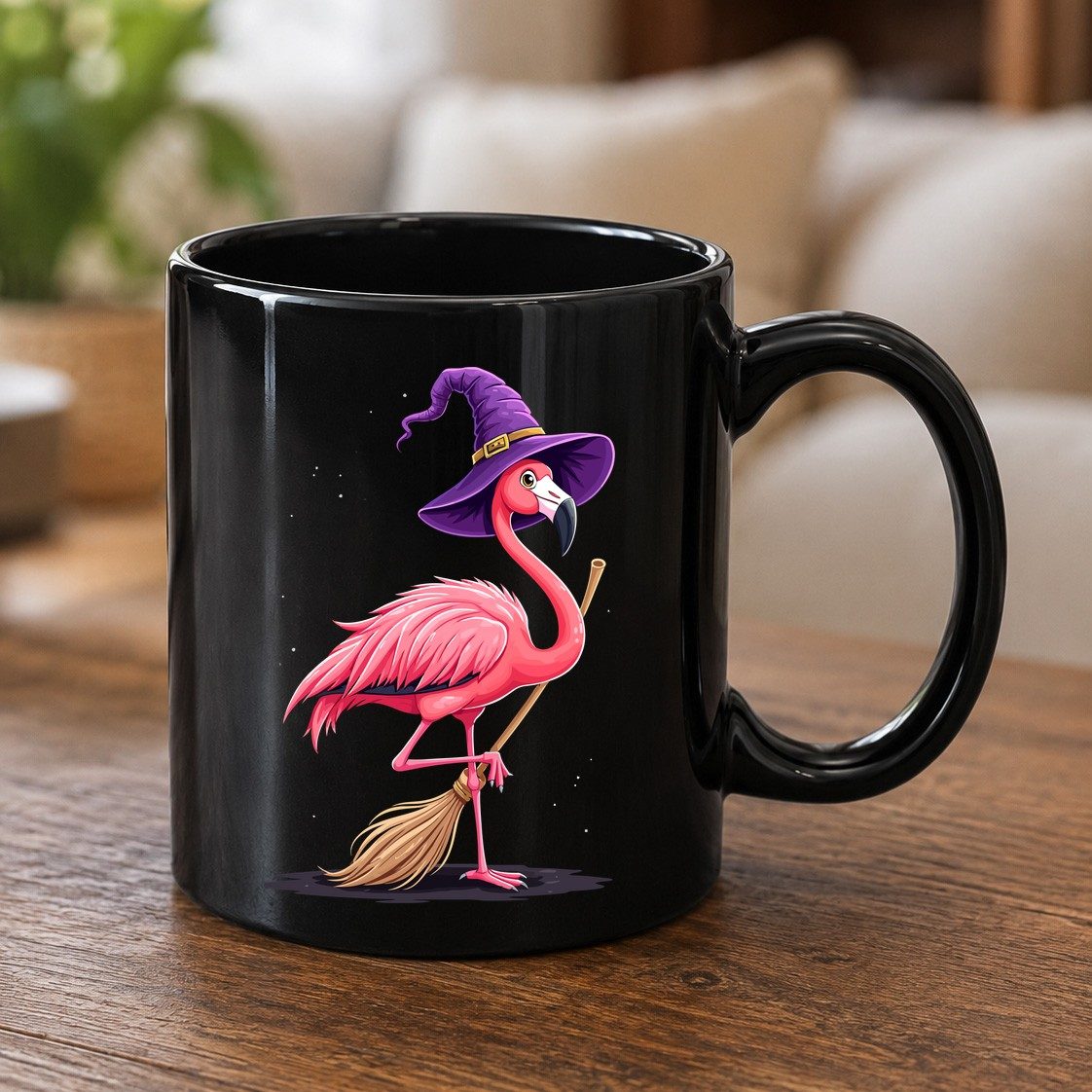 Witch Flamingo flamingo Black Mug Black product mockup
