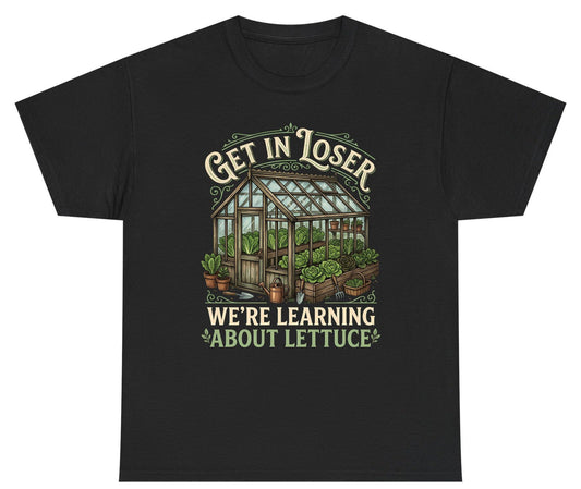 GET IN LOSER WE'RE Learning ABOUT Lettuce Youth T-Shirt - product mockup - Black