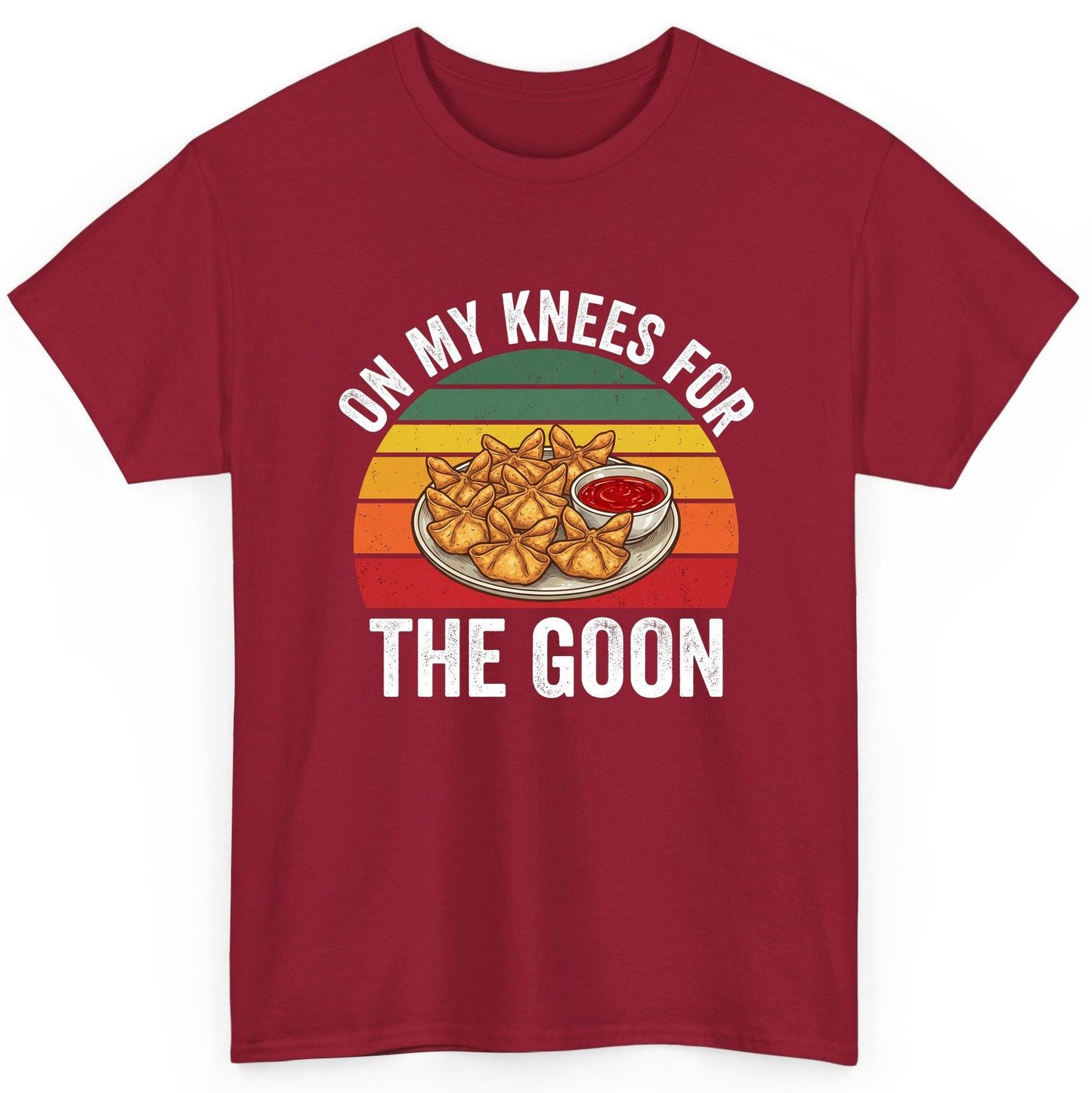On My Knees for the Goon crab rangoon T-Shirt Cardinal Red product mockup