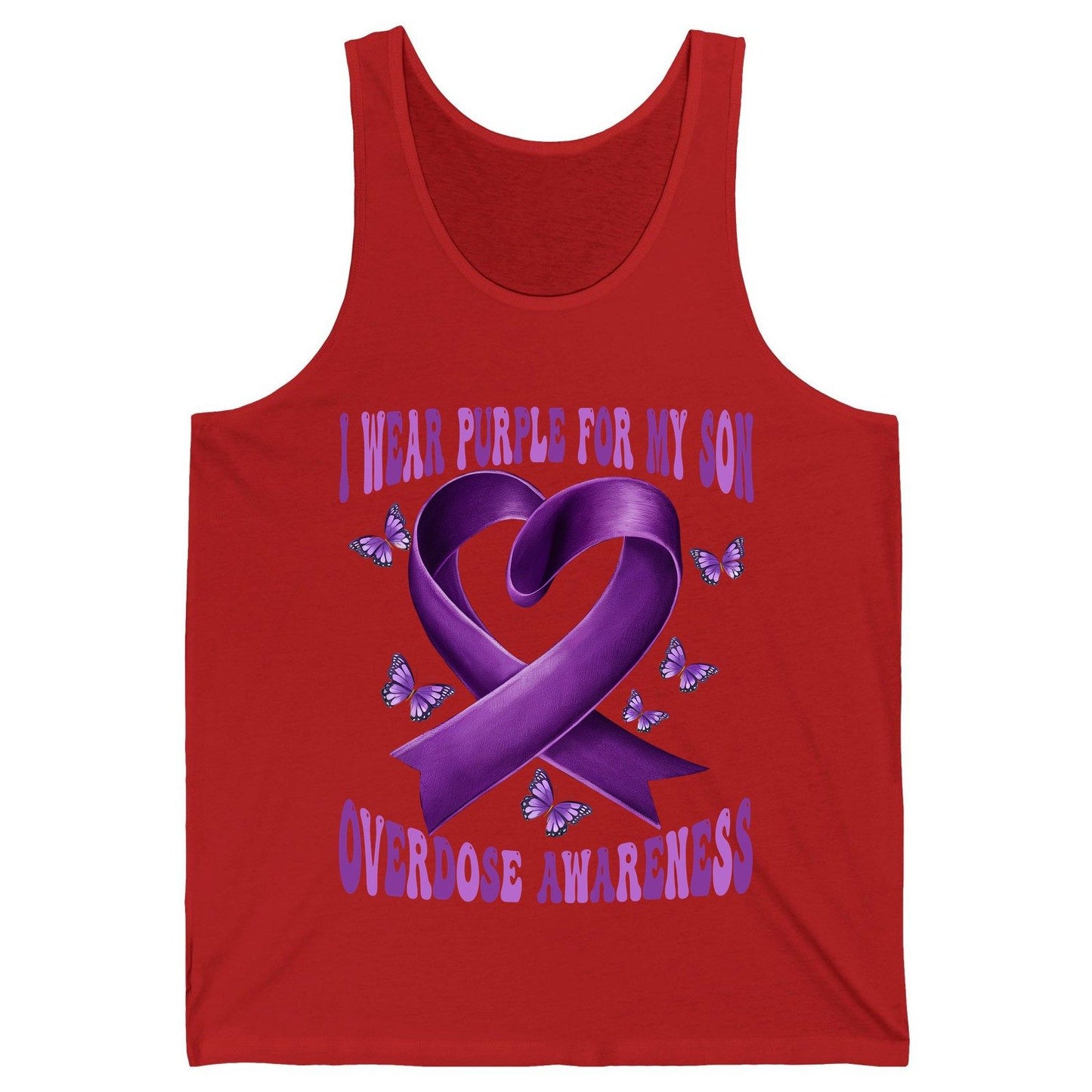 I Wear Purple for My Son Overdose Awareness overdose awareness Tank Top Red product mockup