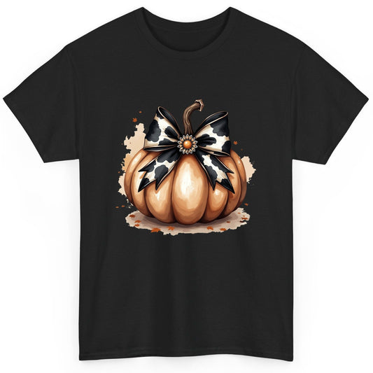Cow Print Bow Pumpkin pumpkin T-Shirt Black product mockup