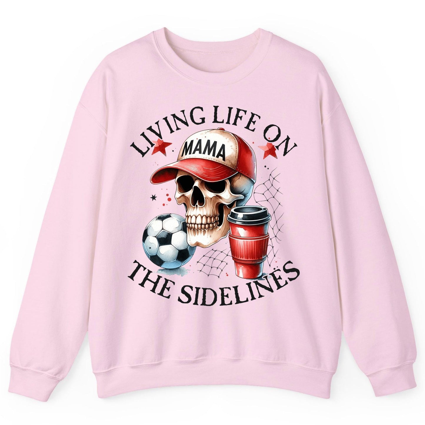 Living Life on the Sidelines soccer mom Sweatshirt Light Pink product mockup