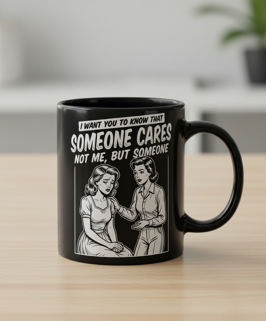 Someone Cares Not Me Sarcastic Retro Comic Design Black Mug - Black
