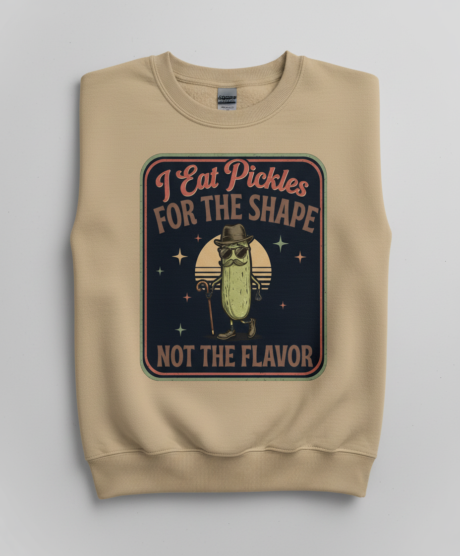 Funny Pickle I Eat Pickles For The Shape Retro Design Sweatshirt - Sand
