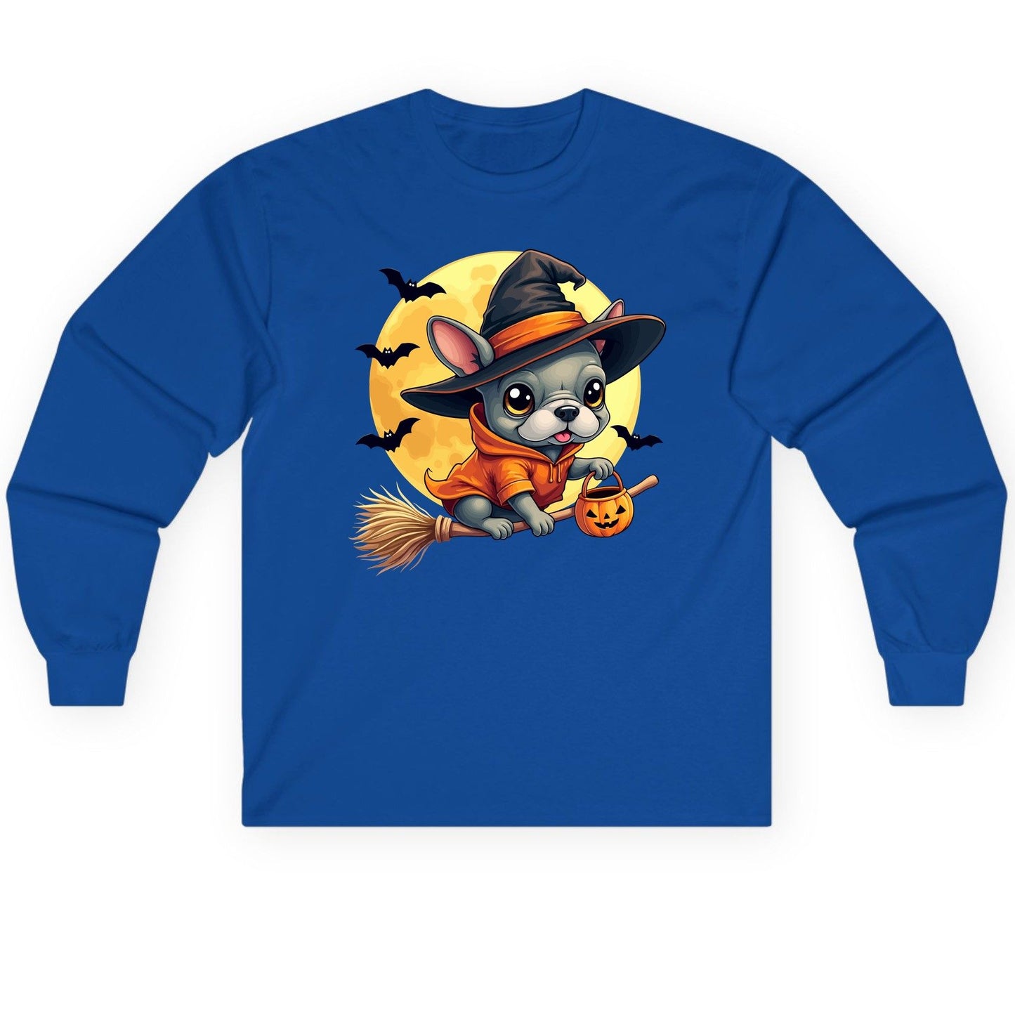 Cute Witch French Bulldog french bulldog Long Sleeve Tee Royal product mockup