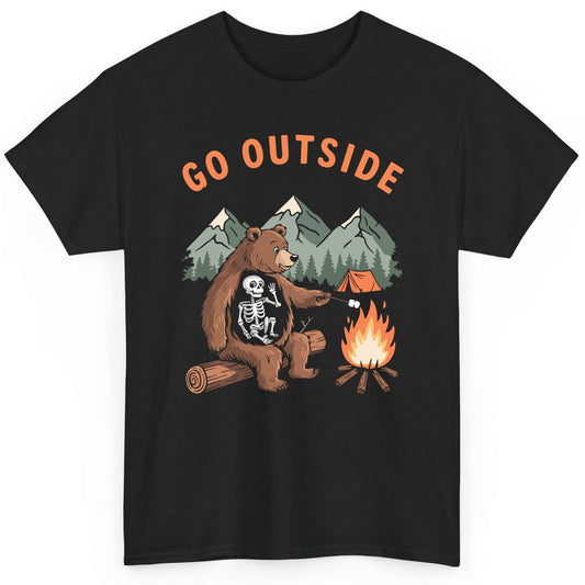 Go Outside funny bear T-Shirt Black product mockup