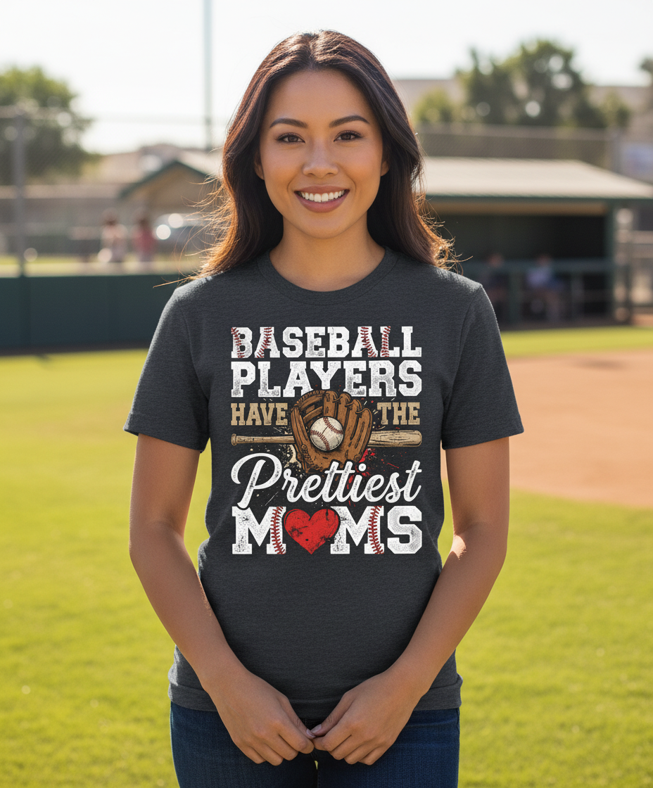 Baseball Players Have The Prettiest Moms Design T-Shirt - Dark Heather