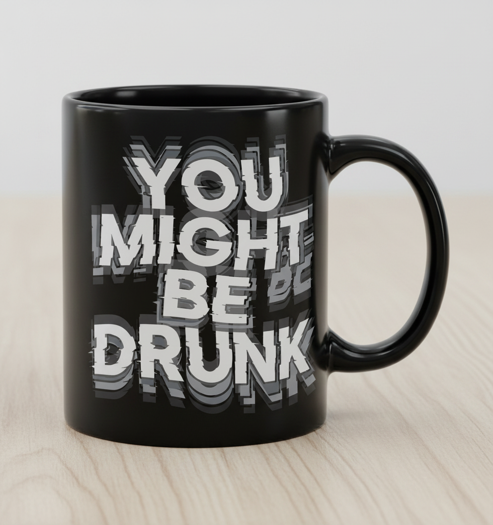 You Might Be Drunk Funny Drinking Quote Black Mug - Black