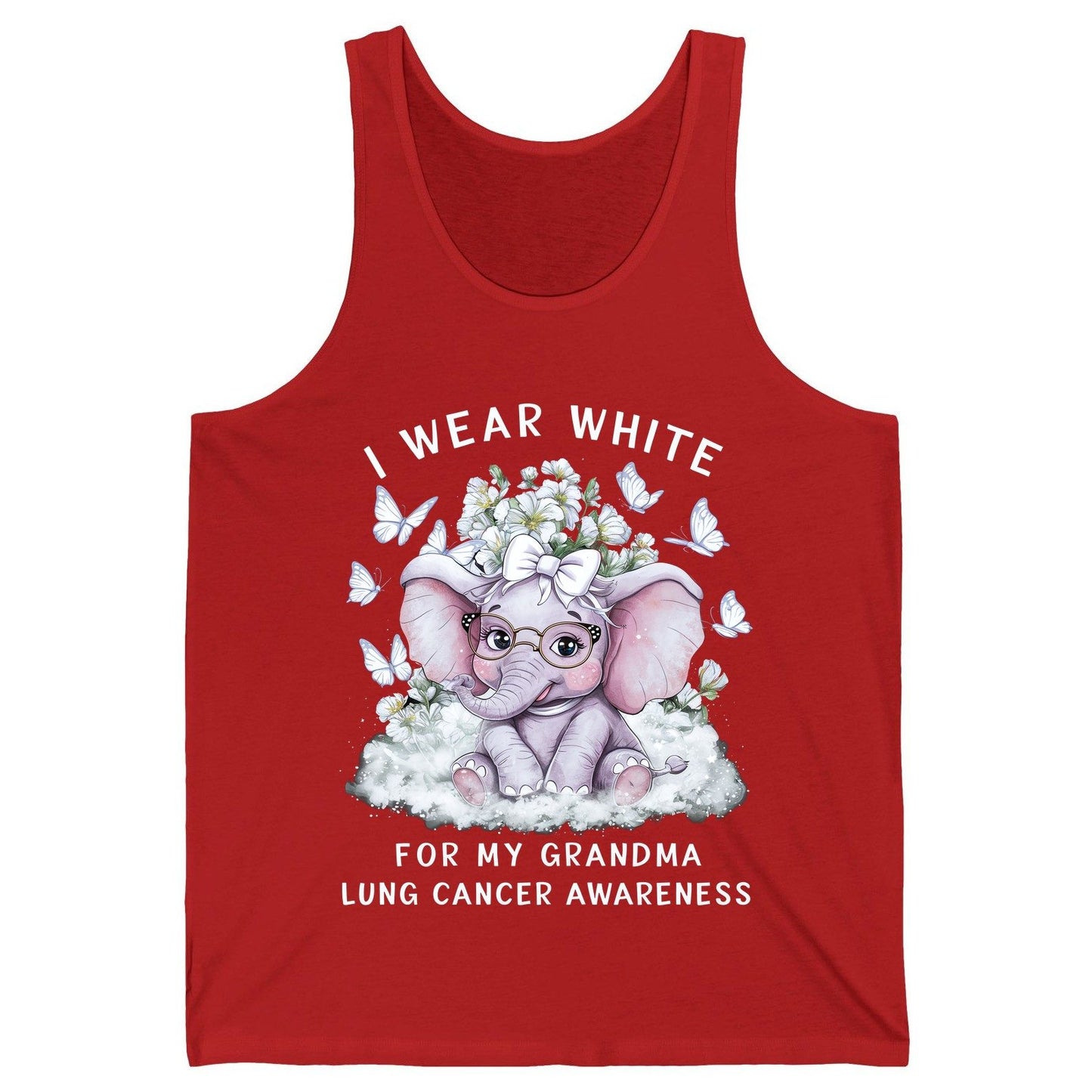 I Wear White for My Grandma Lung Cancer Awareness lung cancer awareness Tank Top Red product mockup