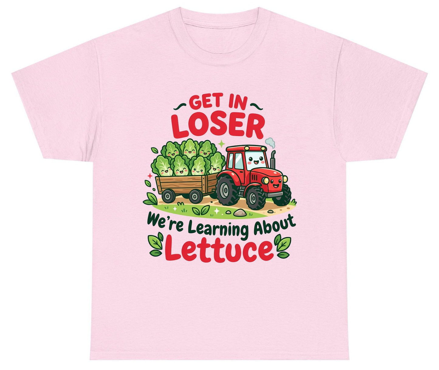 GET IN LOSER We're Learning About Lettuce Funny Farming Youth T-Shirt - product mockup - Light Pink