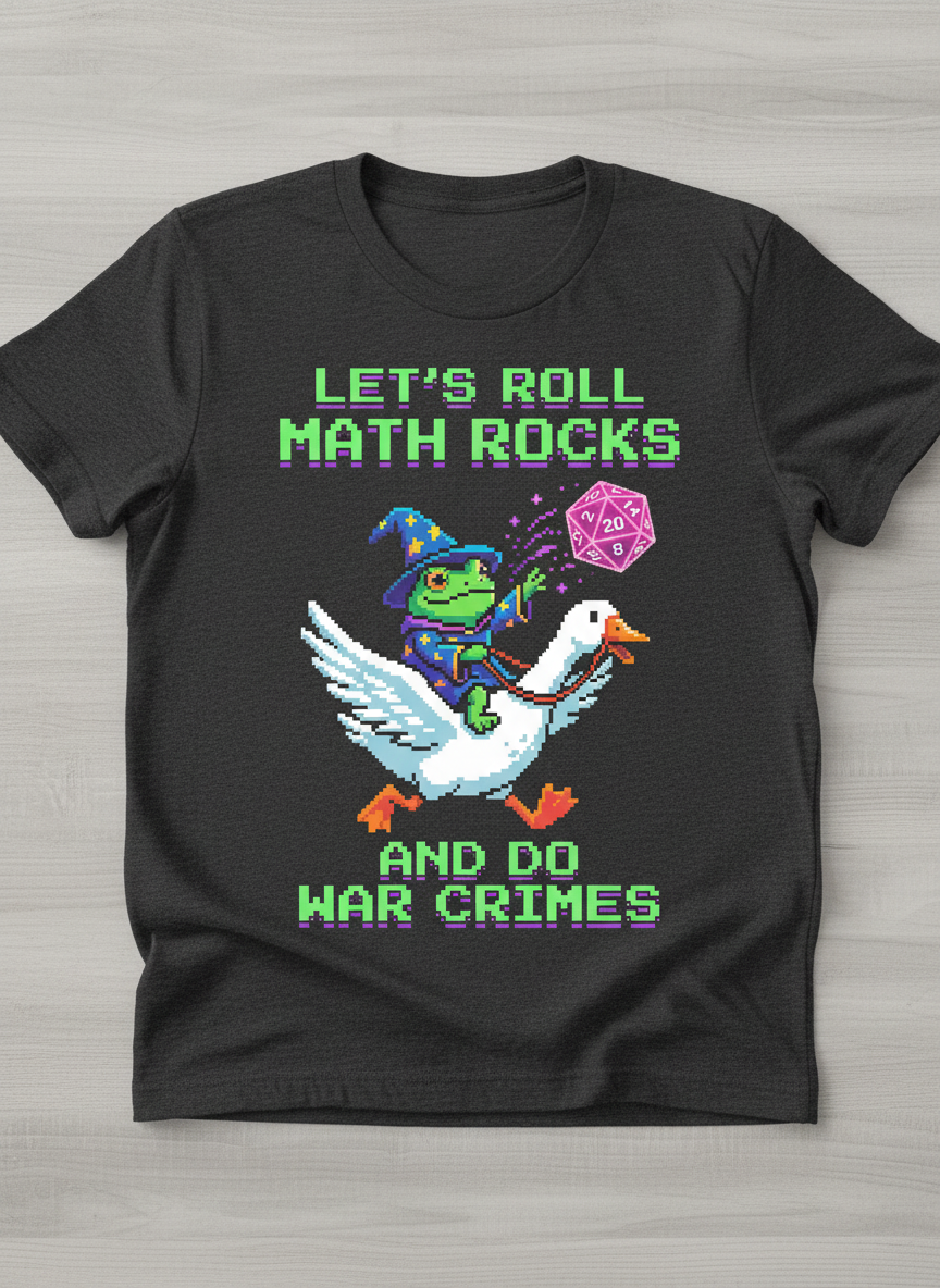 Let's Roll Math Rocks Frog Wizard Pixel Art TTRPG Design T-Shirt - Dark Heather