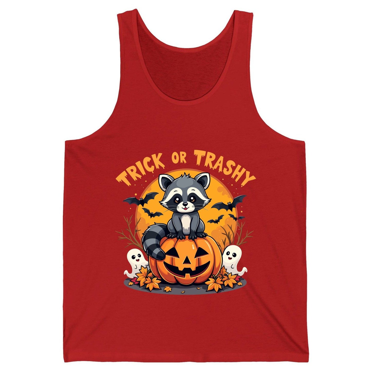 Trick or Trashy raccoon Tank Top Red product mockup