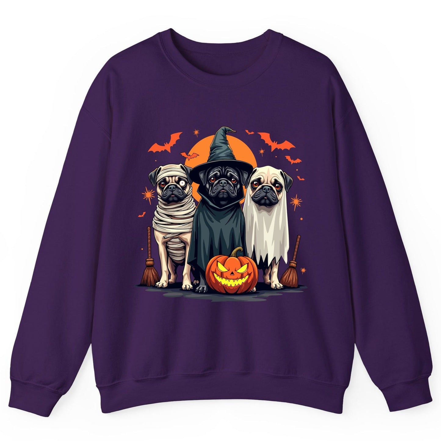 Halloween Pugs Costumes pugs Sweatshirt Purple product mockup
