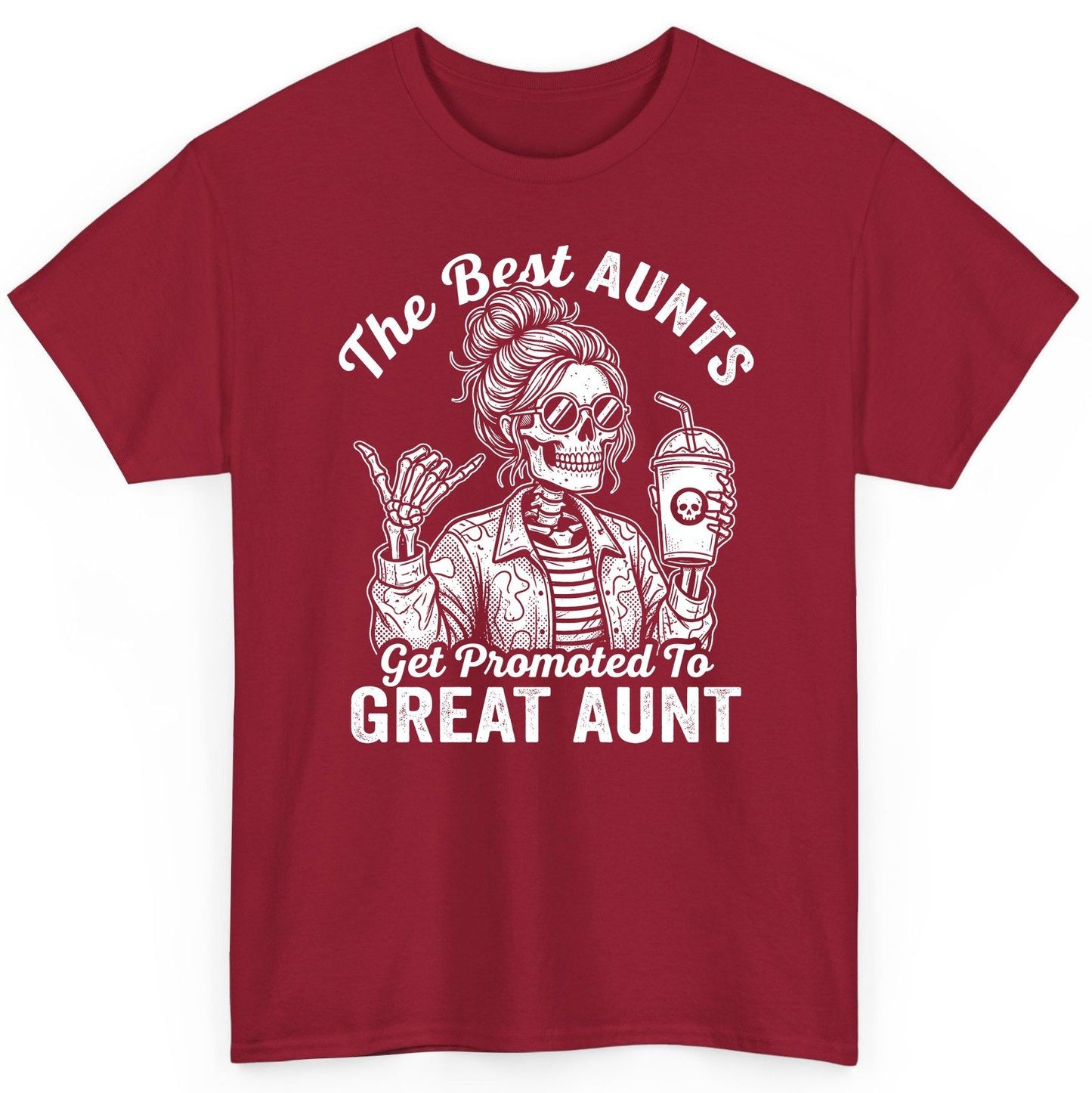 The Best Aunts Get Promoted to GREAT AUNT Funny Announcement T-Shirt - product mockup - Cardinal Red