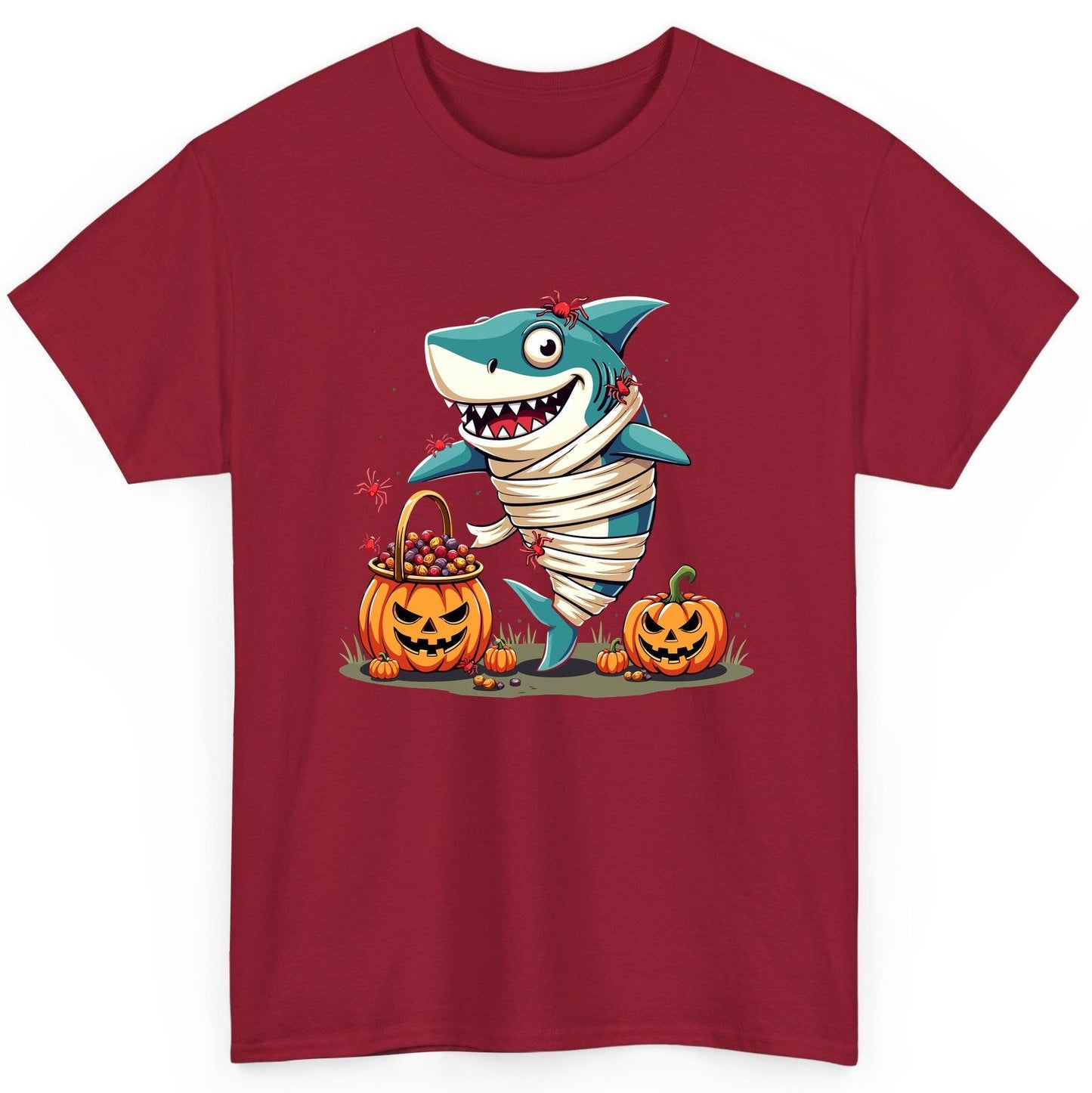 Mummy Shark Halloween shark T-Shirt Cardinal Red product mockup