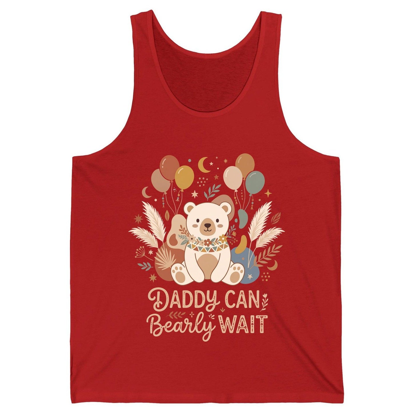 Daddy Can Bearly Wait Baby Shower Tank Top - product mockup - Red