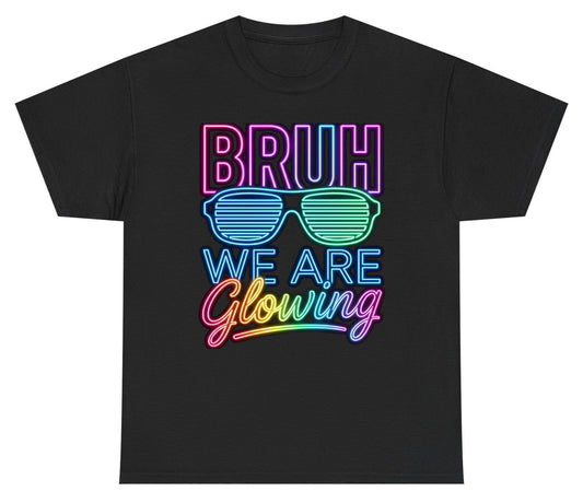 BRUH WE ARE Glowing Neon Party Youth T-Shirt Black product mockup