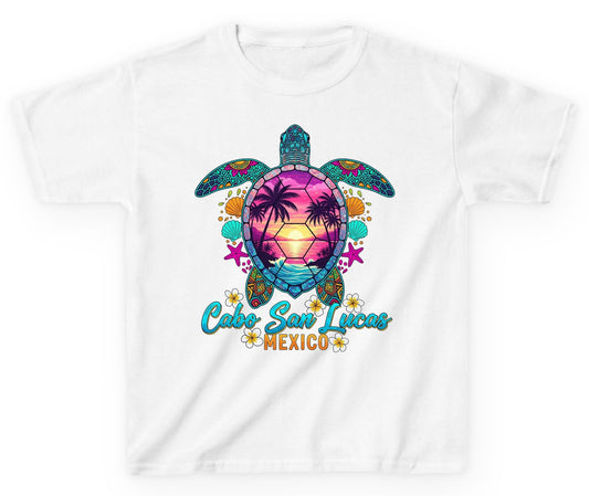 Cabo San Lucas Mexico sea turtle Youth T-Shirt White product mockup