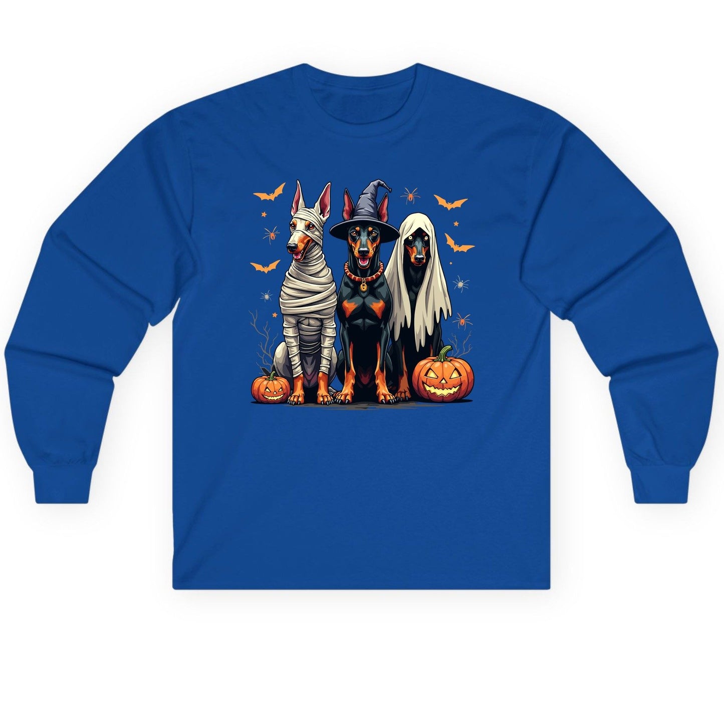 Halloween Doberman Trio doberman pinscher Long Sleeve Tee Royal product mockup