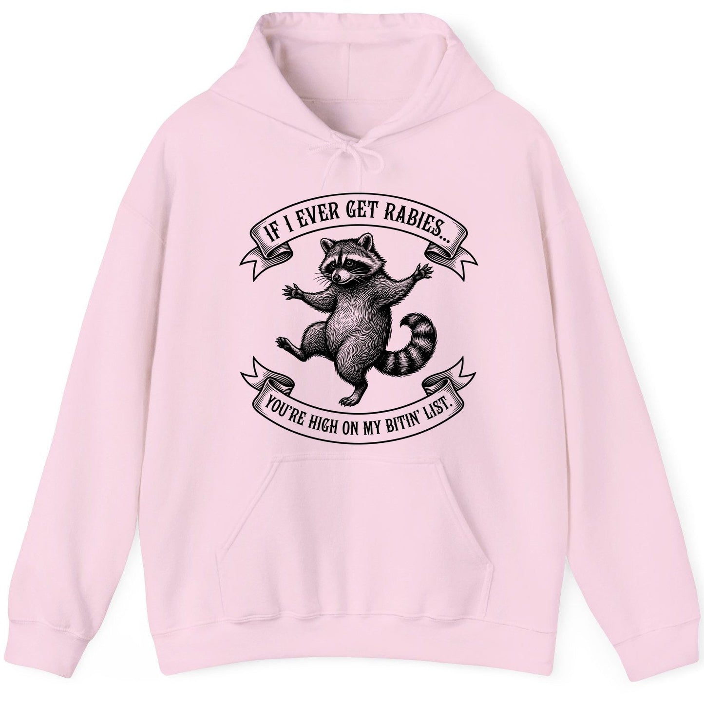 Subtle Raccoon Sketch raccoon Hoodie Light Pink product mockup