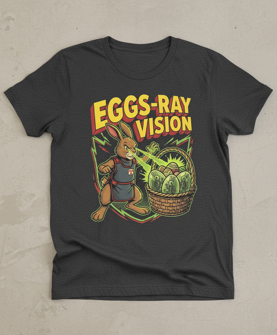 Eggs-Ray Vision Funny Easter Bunny Skeleton T-Shirt - Dark Heather