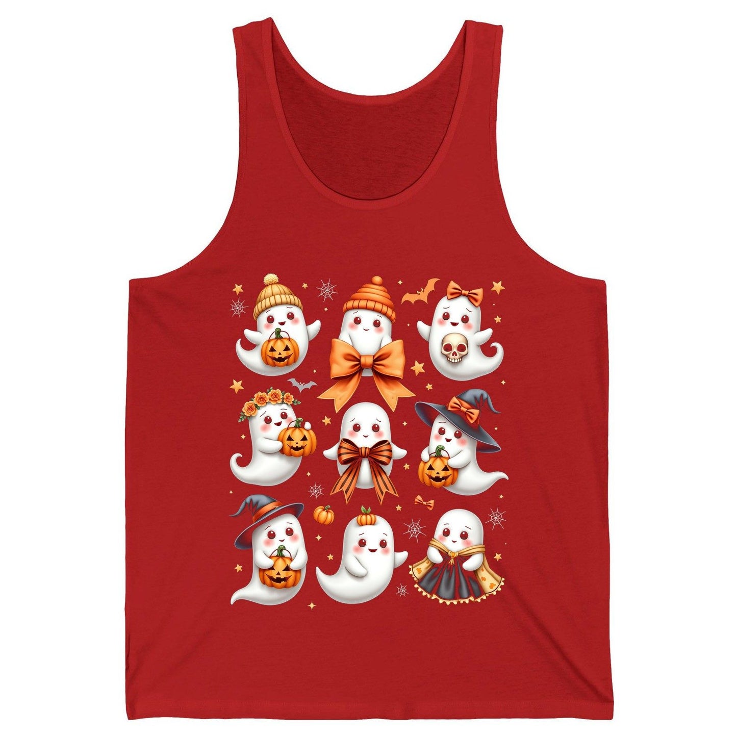 Cute Kawaii Ghosts Collection cute Halloween ghosts Tank Top Red product mockup