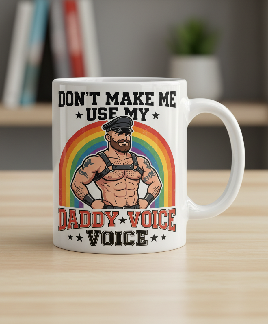 Don't Make Me Use My Daddy Voice Funny Gay Bear Pride White Mug - White