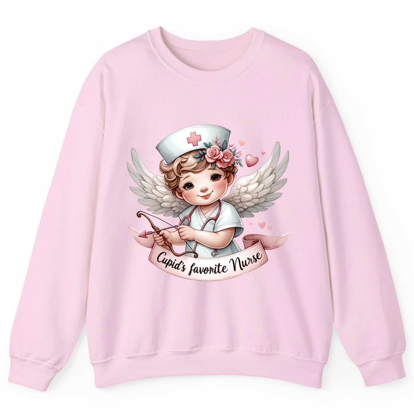 Cupid's Favorite Nurse cupid nurse Sweatshirt Light Pink product mockup