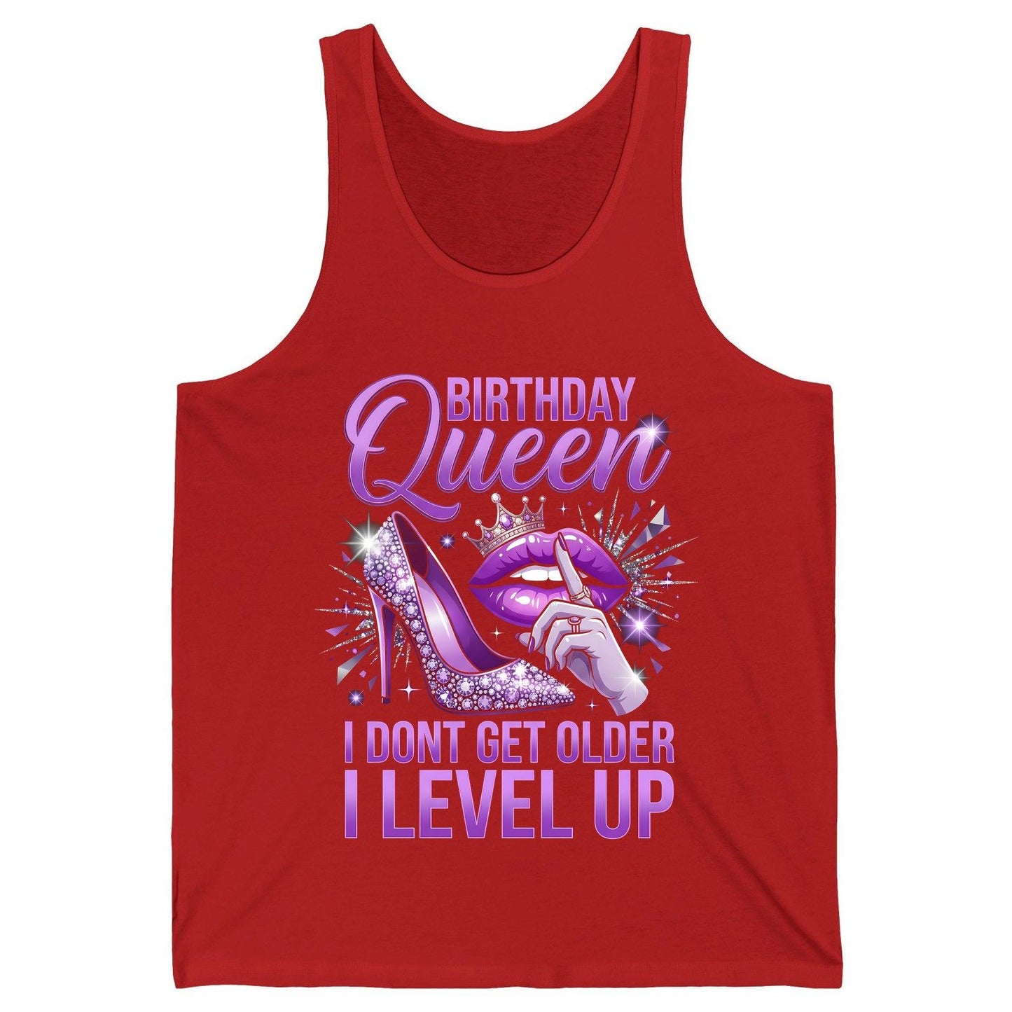 Birthday Queen I Don't Get Older I Level Up birthday celebration Tank Top Red product mockup