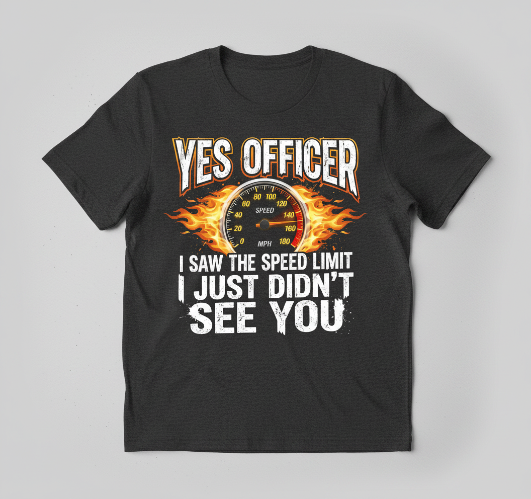 Yes Officer I Saw The Speed Limit Funny Car Enthusiast Design T-Shirt - Dark Heather