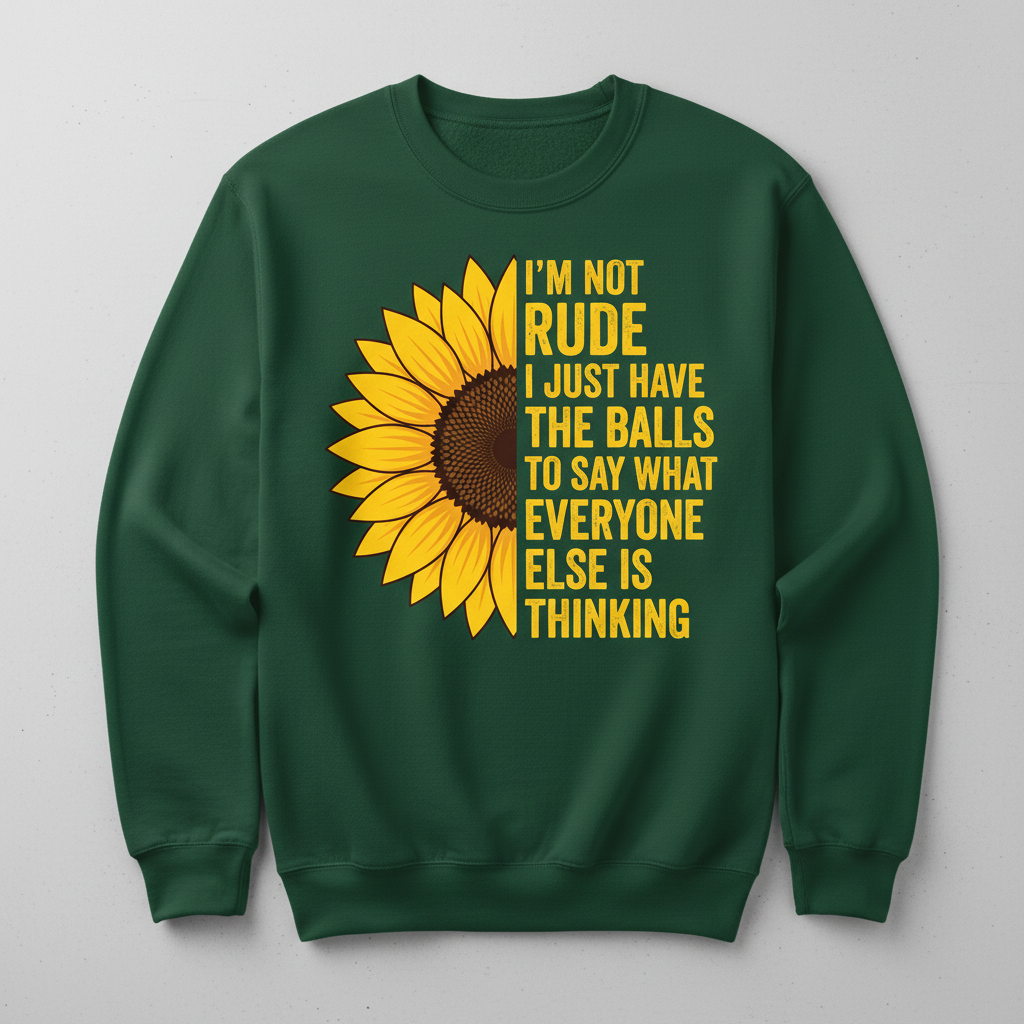 Sunflower I'm Not Rude Funny Sarcastic Quote Sweatshirt - Forest Green