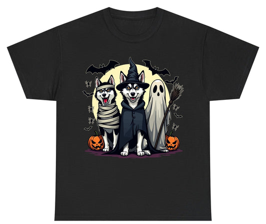 Halloween Huskies in Costumes Halloween huskies Youth T-Shirt Black product mockup