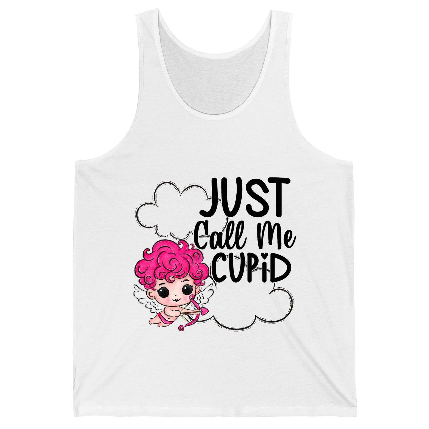 Just Call Me Cupid cupid Tank Top White product mockup