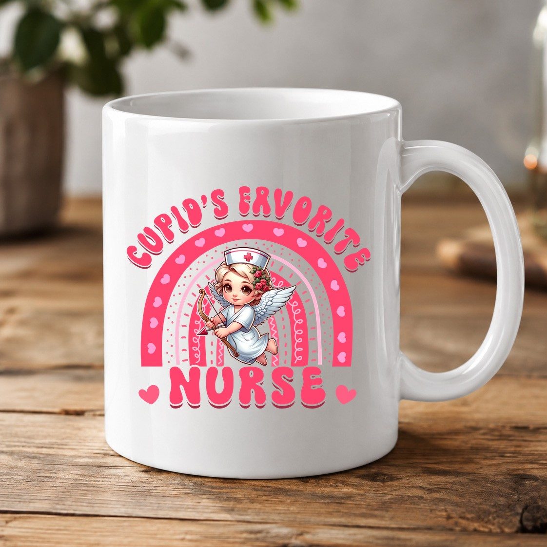Cupid's Favorite Nurse nurse White Mug White product mockup