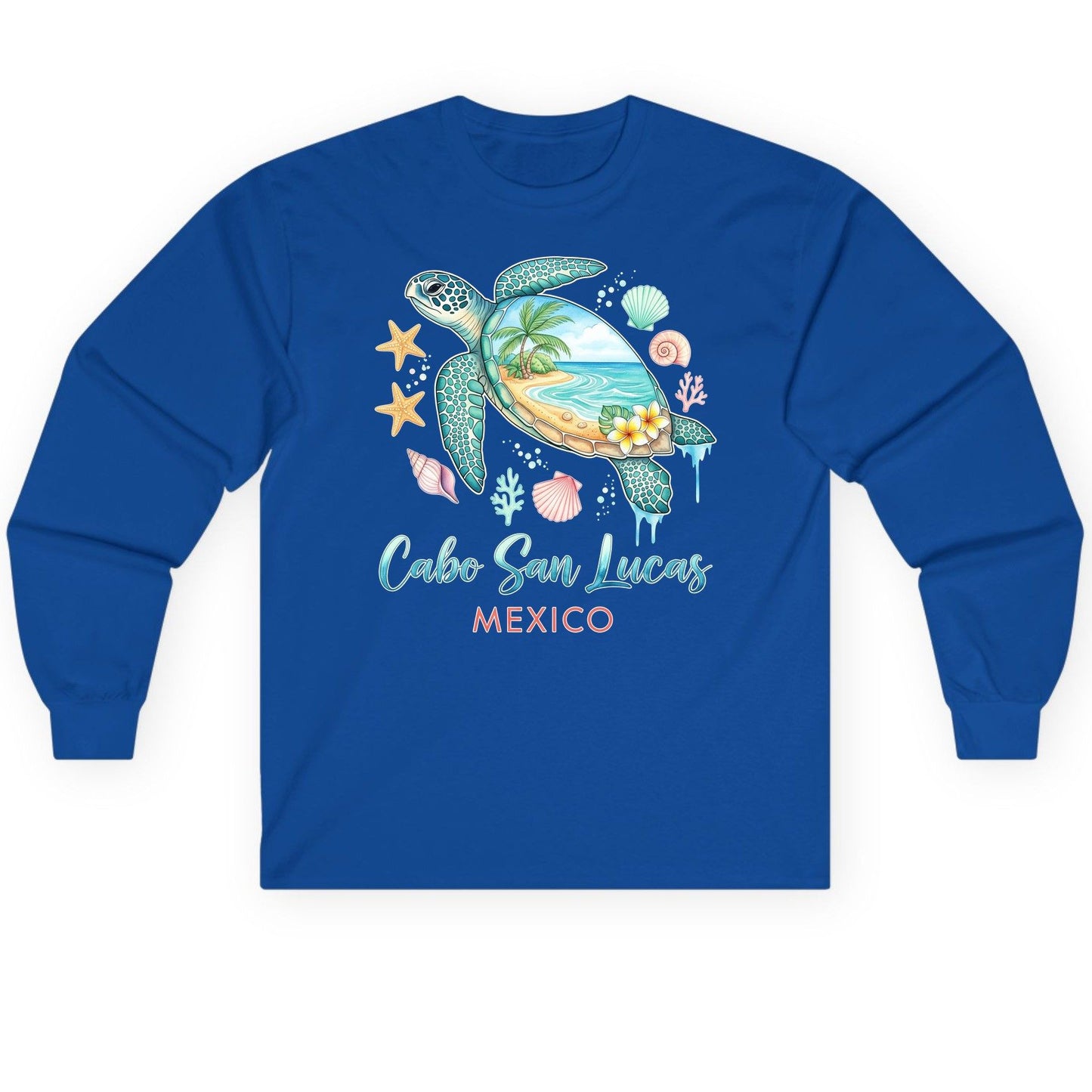 Cabo San Lucas Mexico sea turtle Long Sleeve Tee Royal product mockup