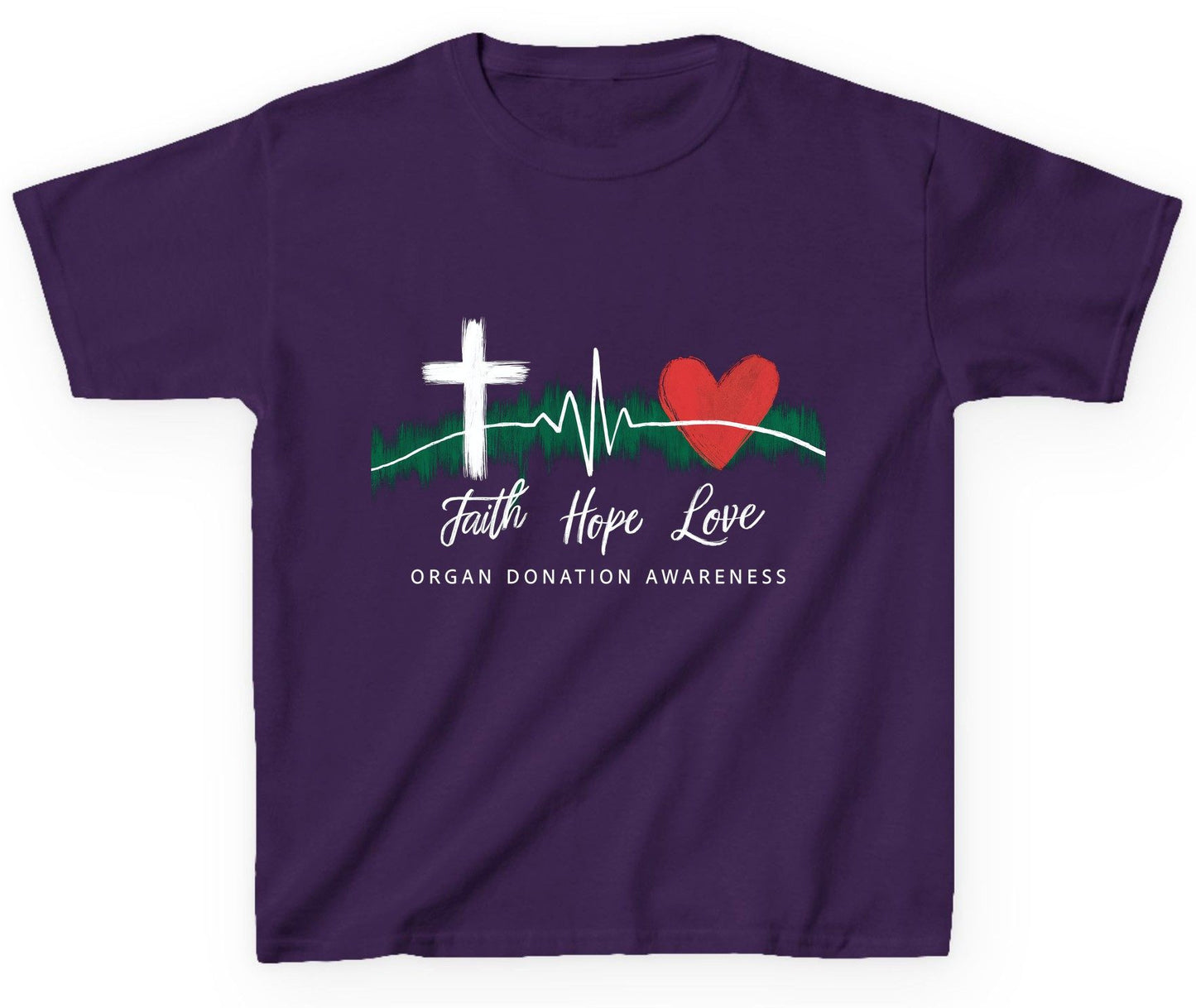Faith Hope Love Organ Donation Awareness organ donation awareness Youth T-Shirt Purple product mockup