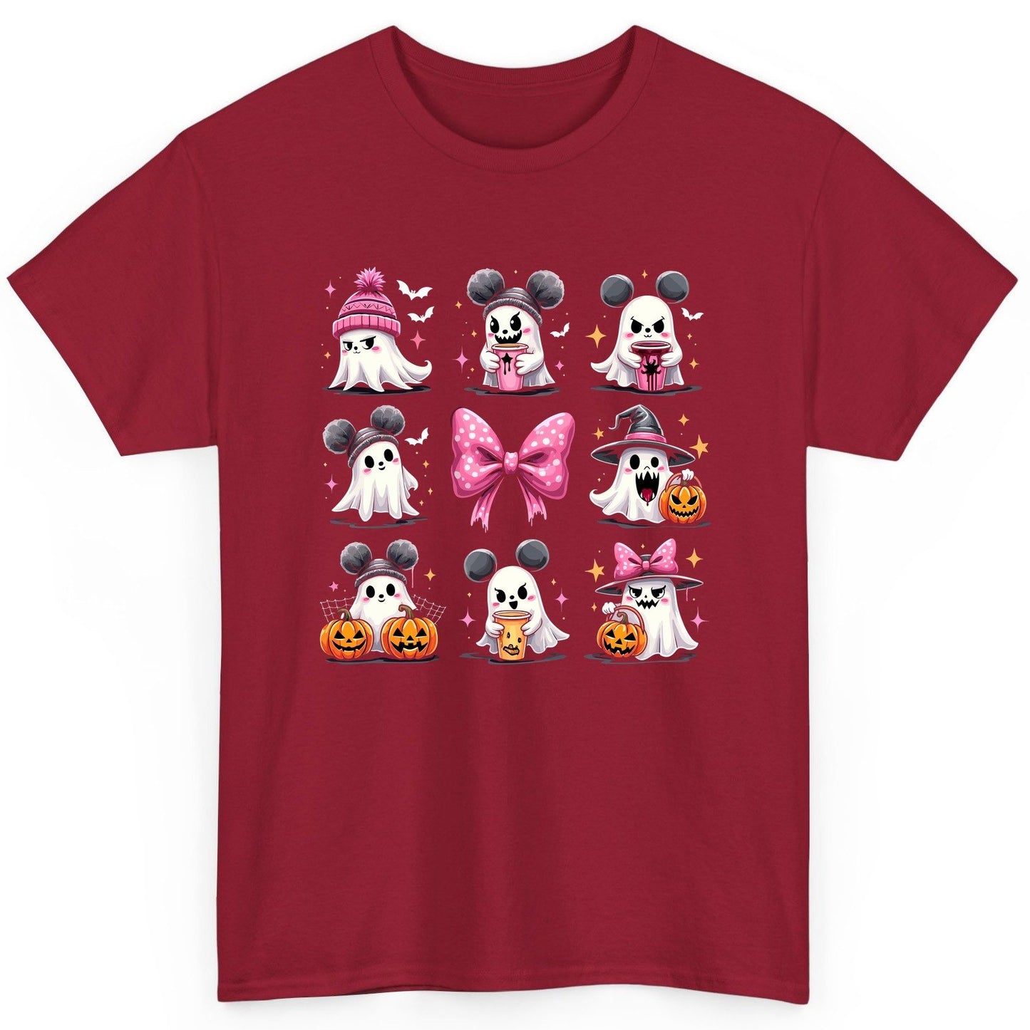 Cute Pink Halloween Ghosts Halloween ghosts T-Shirt Cardinal Red product mockup