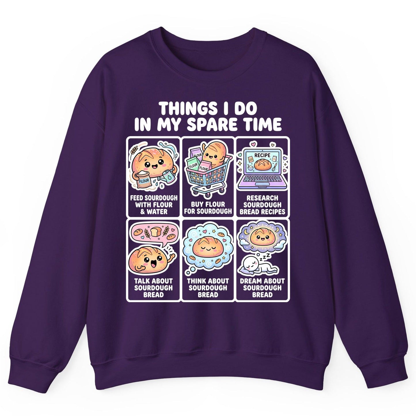 Things I Do in My Spare Time sourdough bread baking Sweatshirt Purple product mockup